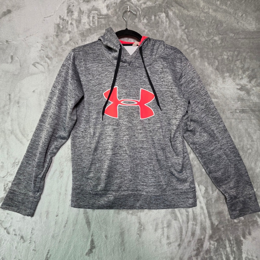 Under Armour Storm Hoodie Small Petite Grey Pink Space Dye Pullover Sweatshirt